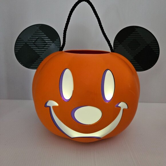 Disney Mickey Mouse Musical Light Up Pumpkin Trick or Treat Bucket - Picture 1 of 4